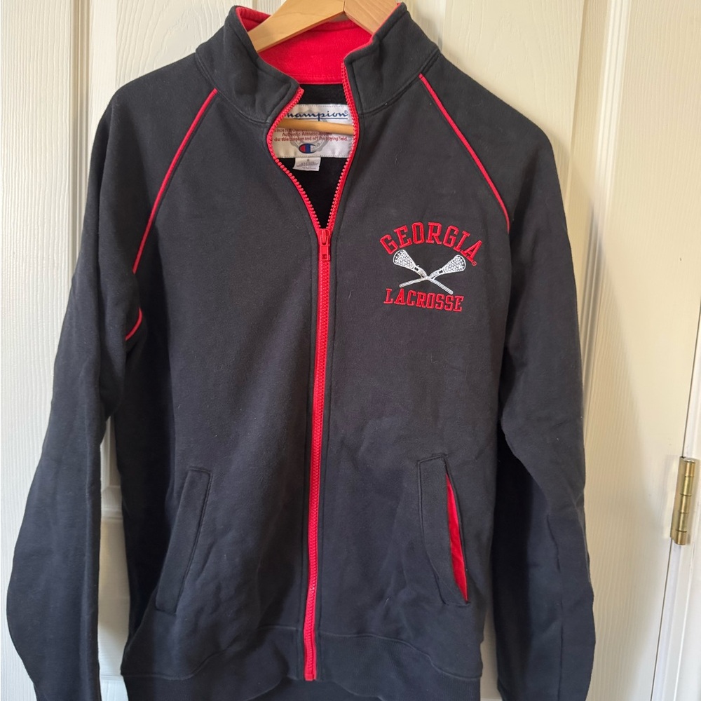 Rare Champion UGA/Georgia  Lacrosse Black and Red Full Zip Jackets